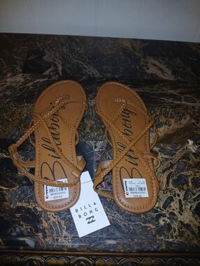 Billabong Cognac Braided-Strap Flip Sandals